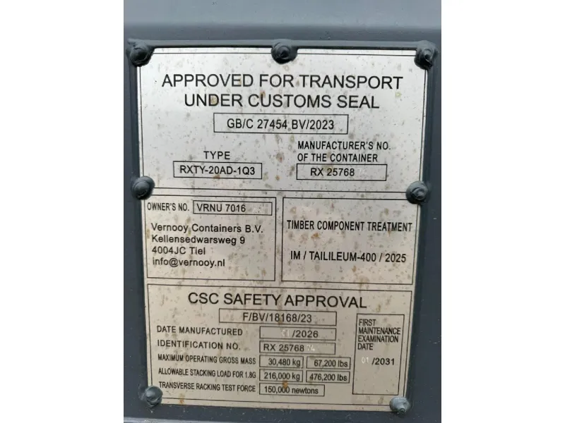 Vernooy 20FT 8.6 Nieuw / One Way RAL7016 701662 - Vernooy
